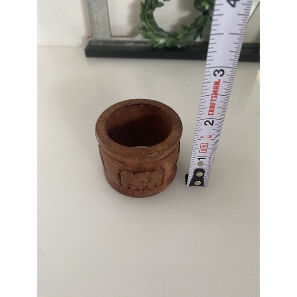 Vintage Elephant Retro Boho Hand Carved Wood Napkin Rings Holders India Set Of 8 - Picture 6 of 16